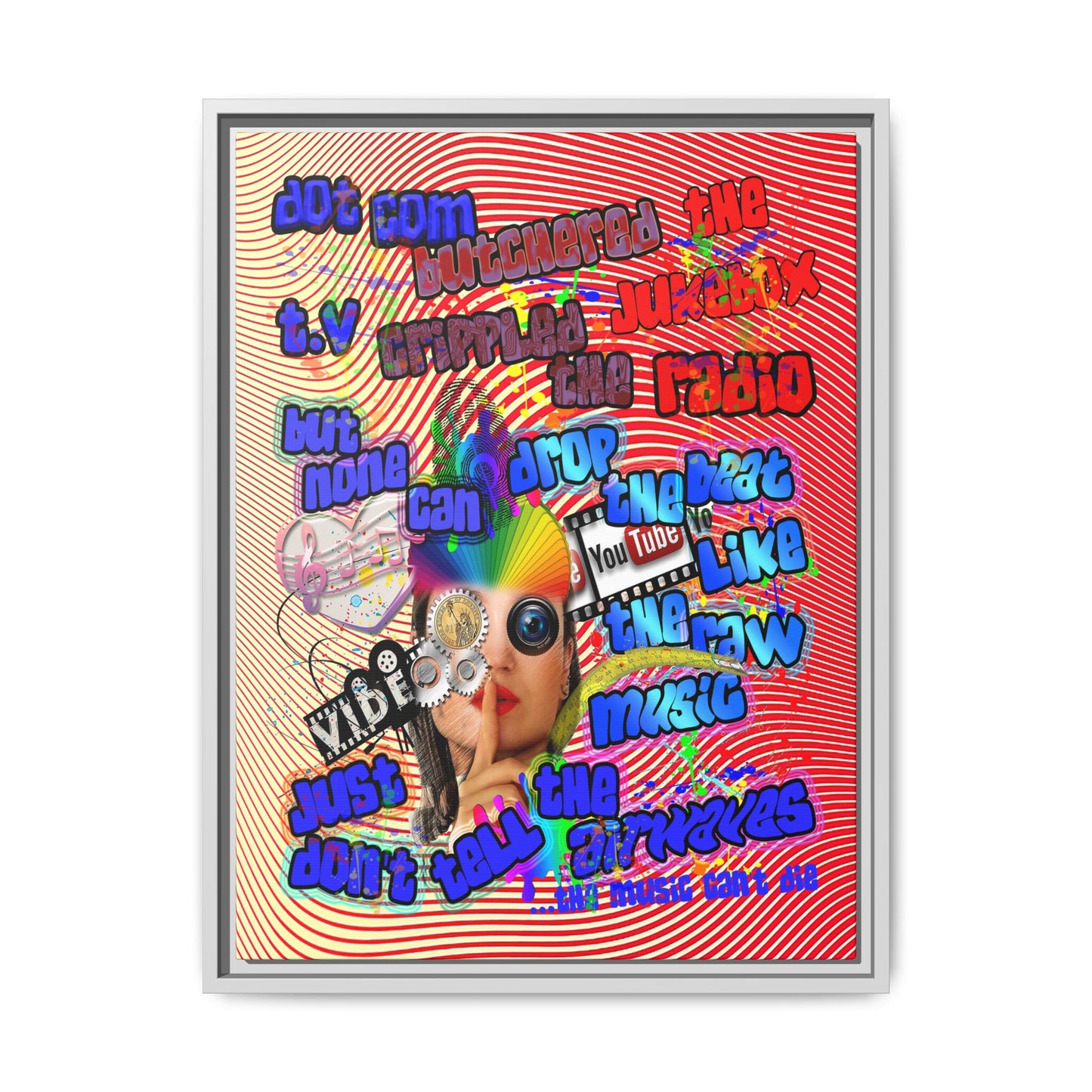 drop the beat - framed canvas art (yellow-orange wave)