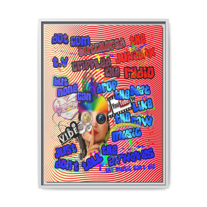 drop the beat - framed canvas art (yellow-orange wave)