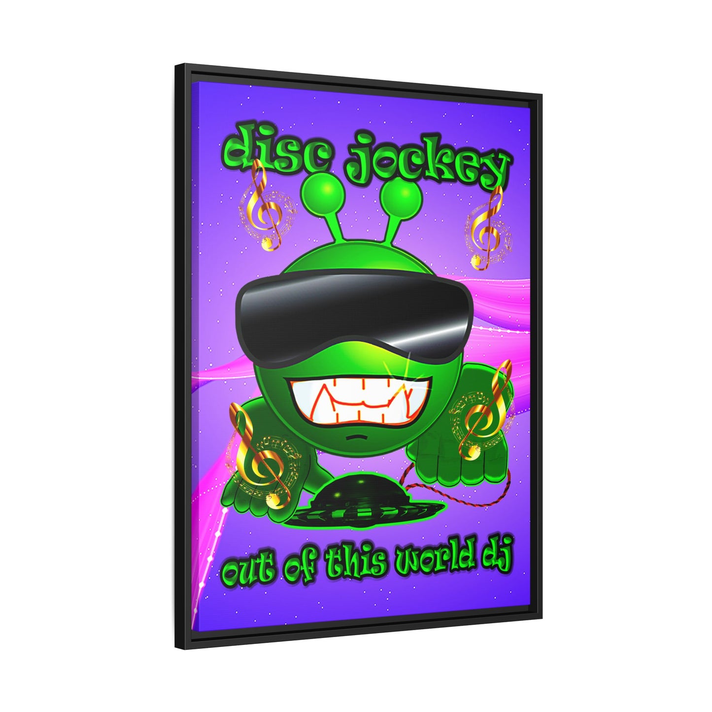 disc jockey - framed canvas art (purple-pink wave)