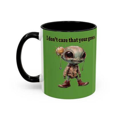 I don't care that your grey - Accent Mug (green)