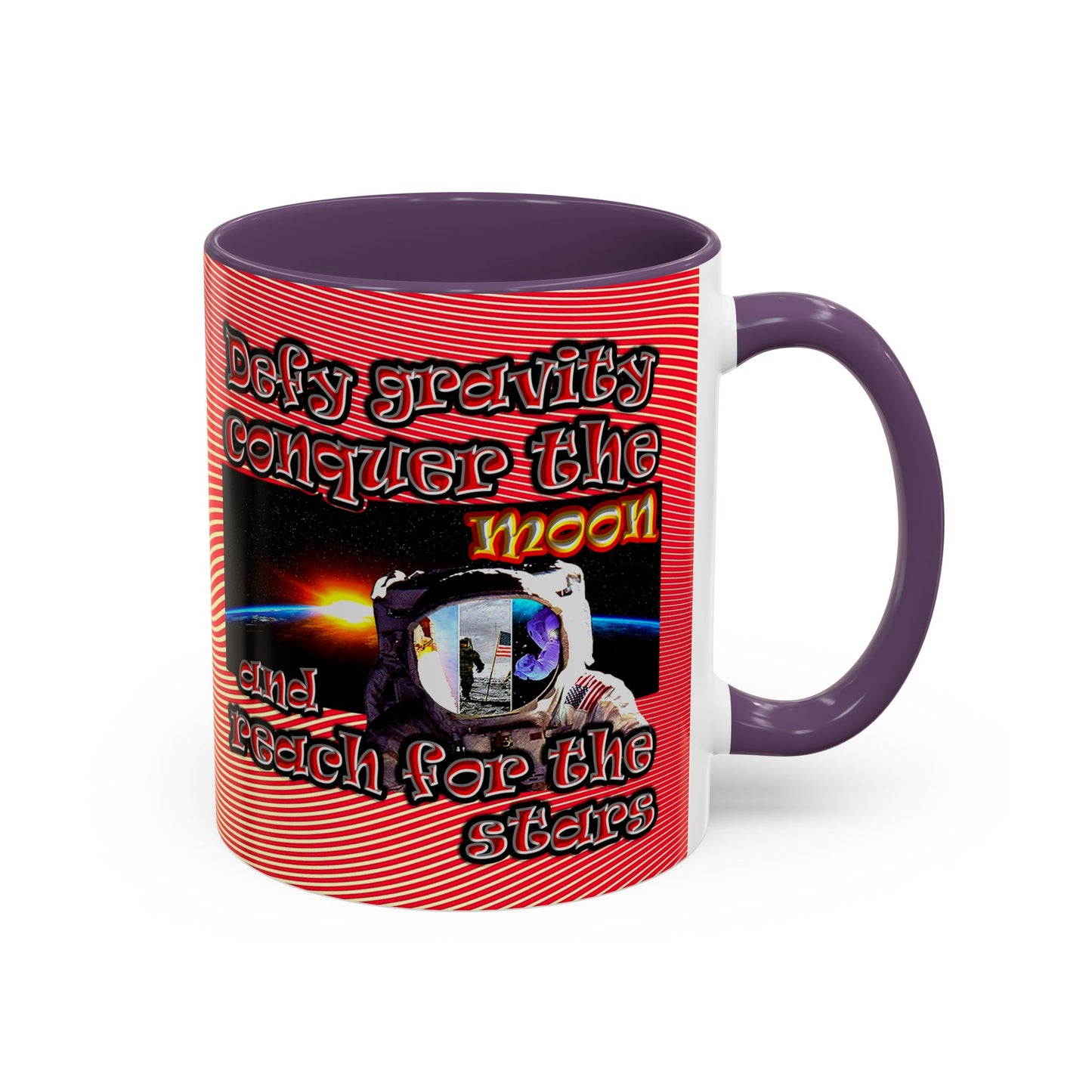 defy conquer reach - Accent Mug (yellow-orange wave)