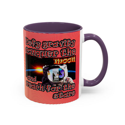 defy conquer reach - Accent Mug (yellow-orange wave)