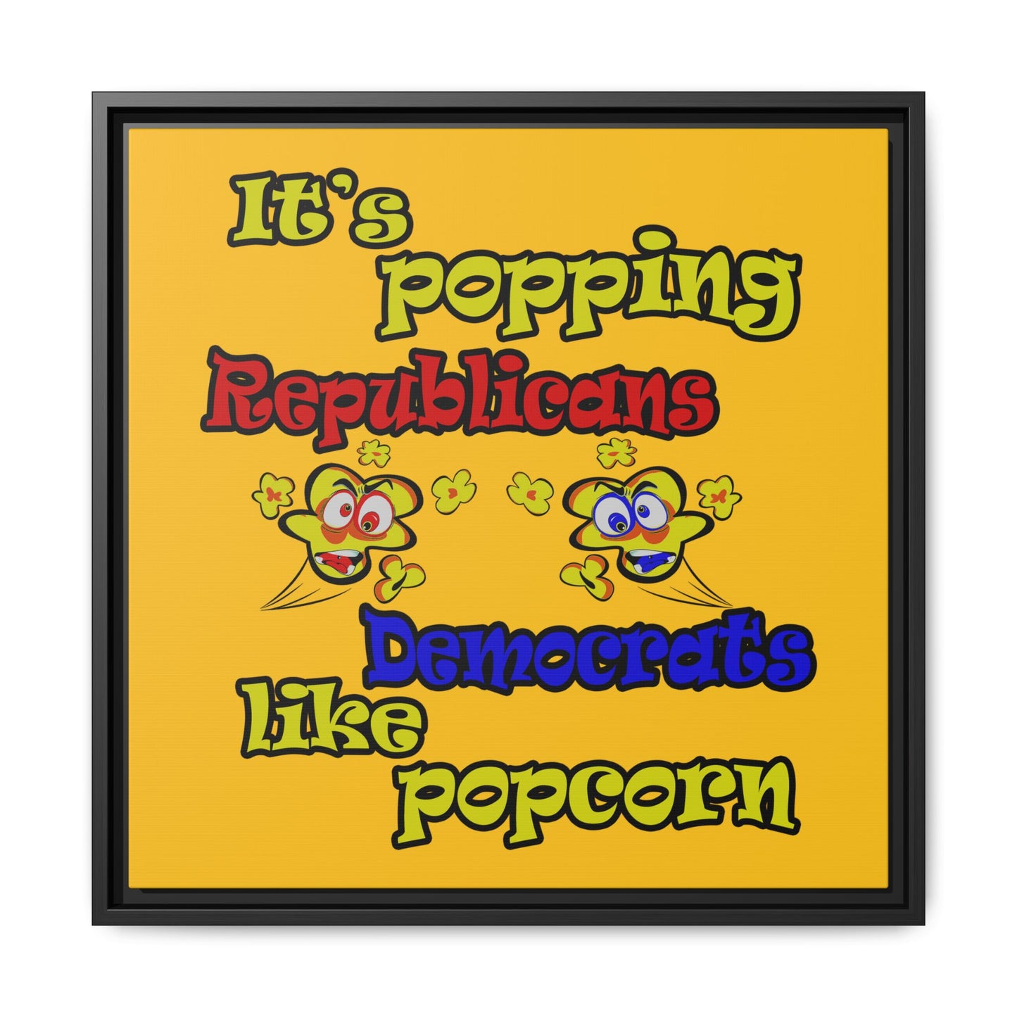 popping like popcorn - framed canvas art (yellow)