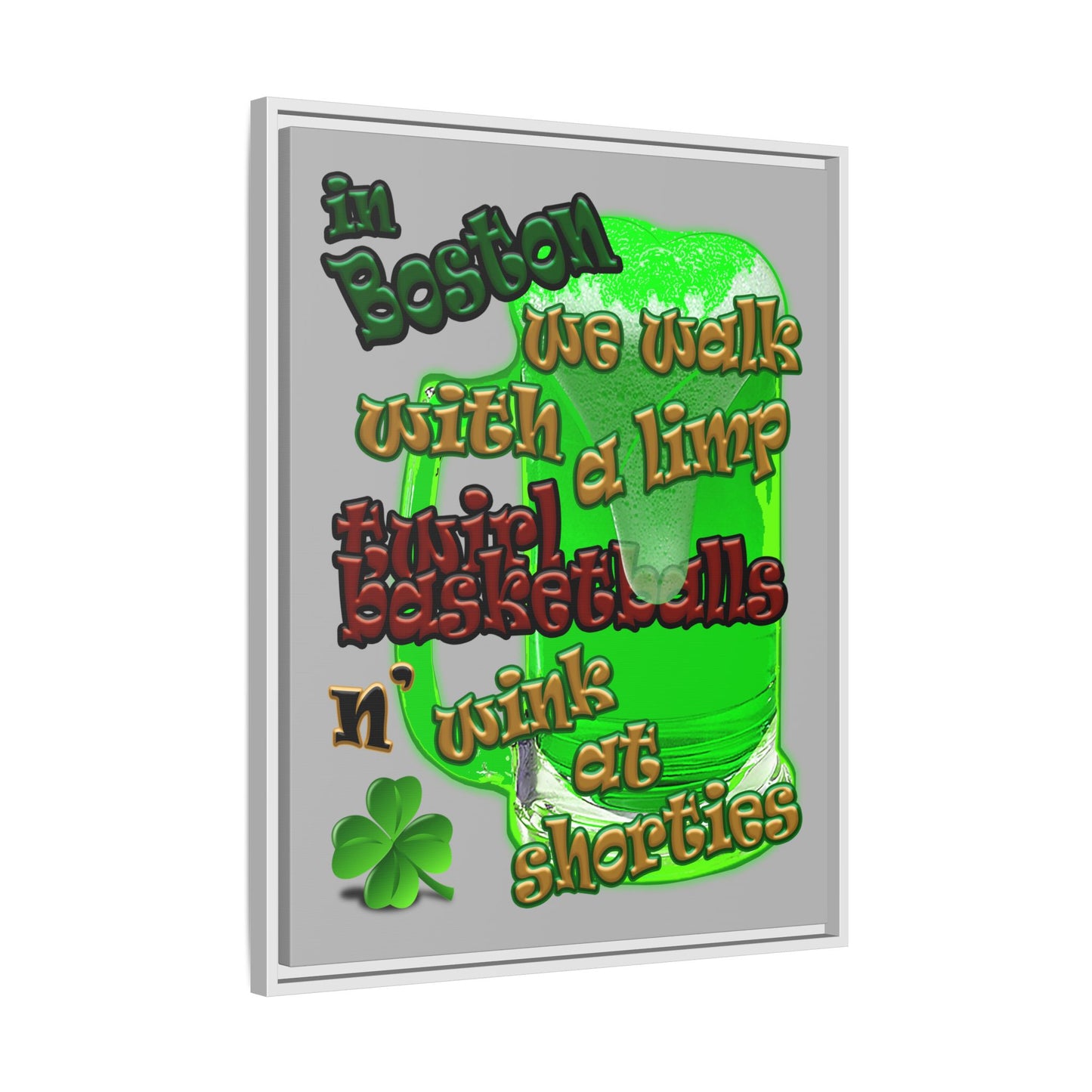 celtics logo - framed canvas art (light grey)