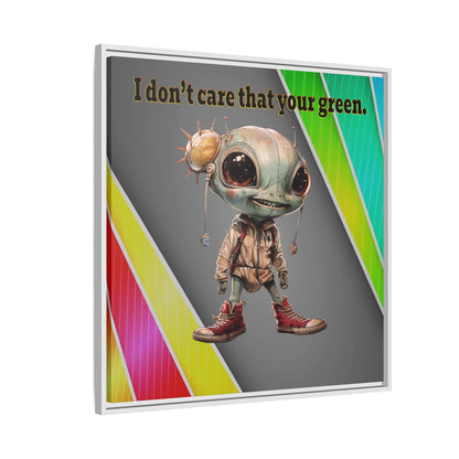I don't care that your green - framed canvas art (rainbow split)