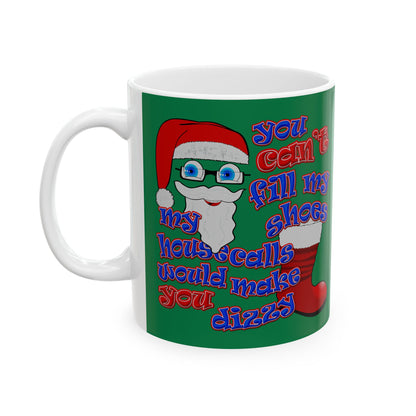 santa's shoes - White Mug (dark green)