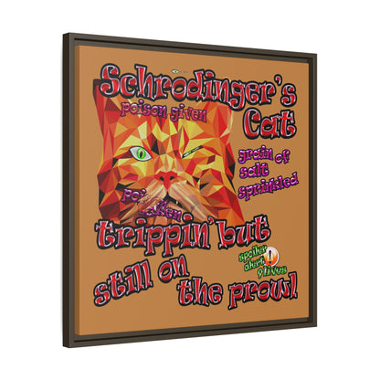 schrodinger's cat - framed canvas art (light brown)