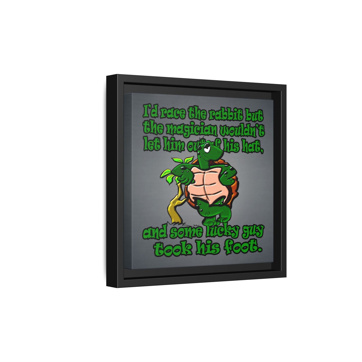 turtle race - framed canvas art (grey-light grey)