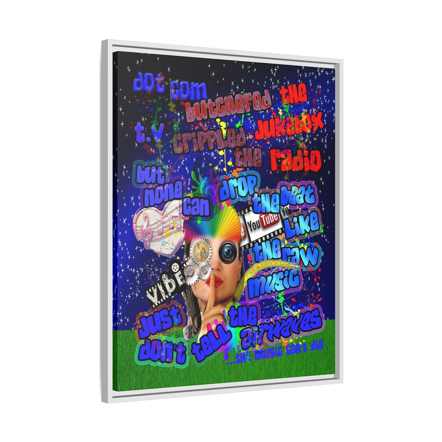 drop the beat - framed canvas art ('snoops' background)