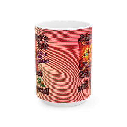 schrodinger's cat - White Mug (yellow-orange wave)
