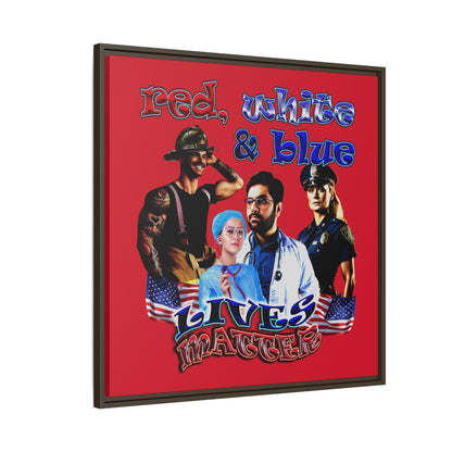 rw&b lives matter - framed canvas art (dark red)