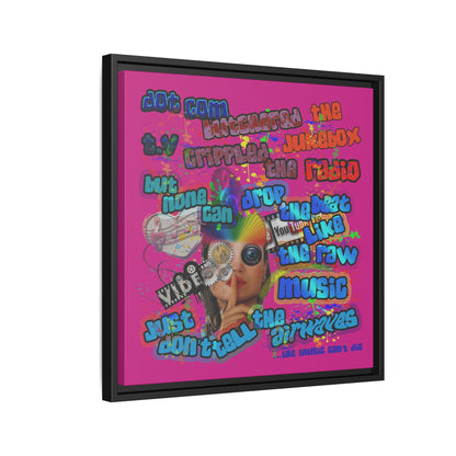 drop the beat - framed canvas art (pink)