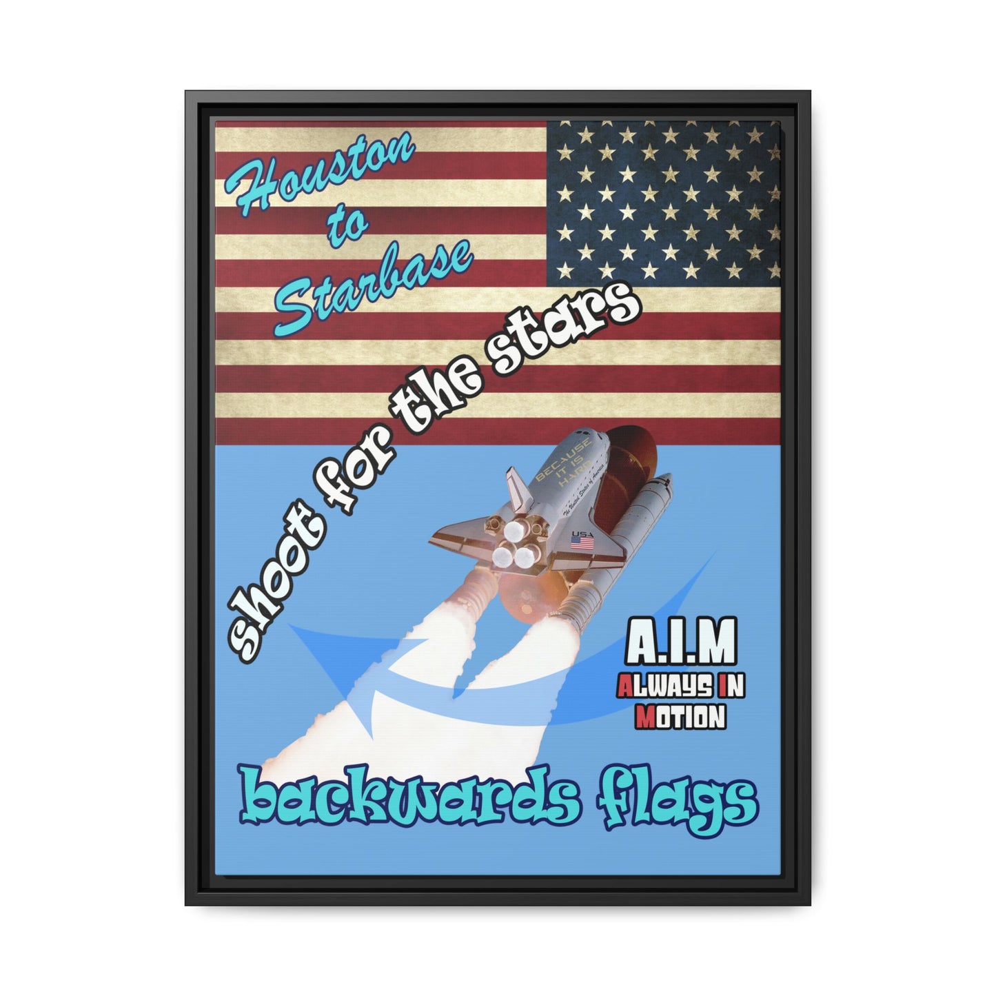 shoot for the stars - framed canvas art (light blue)