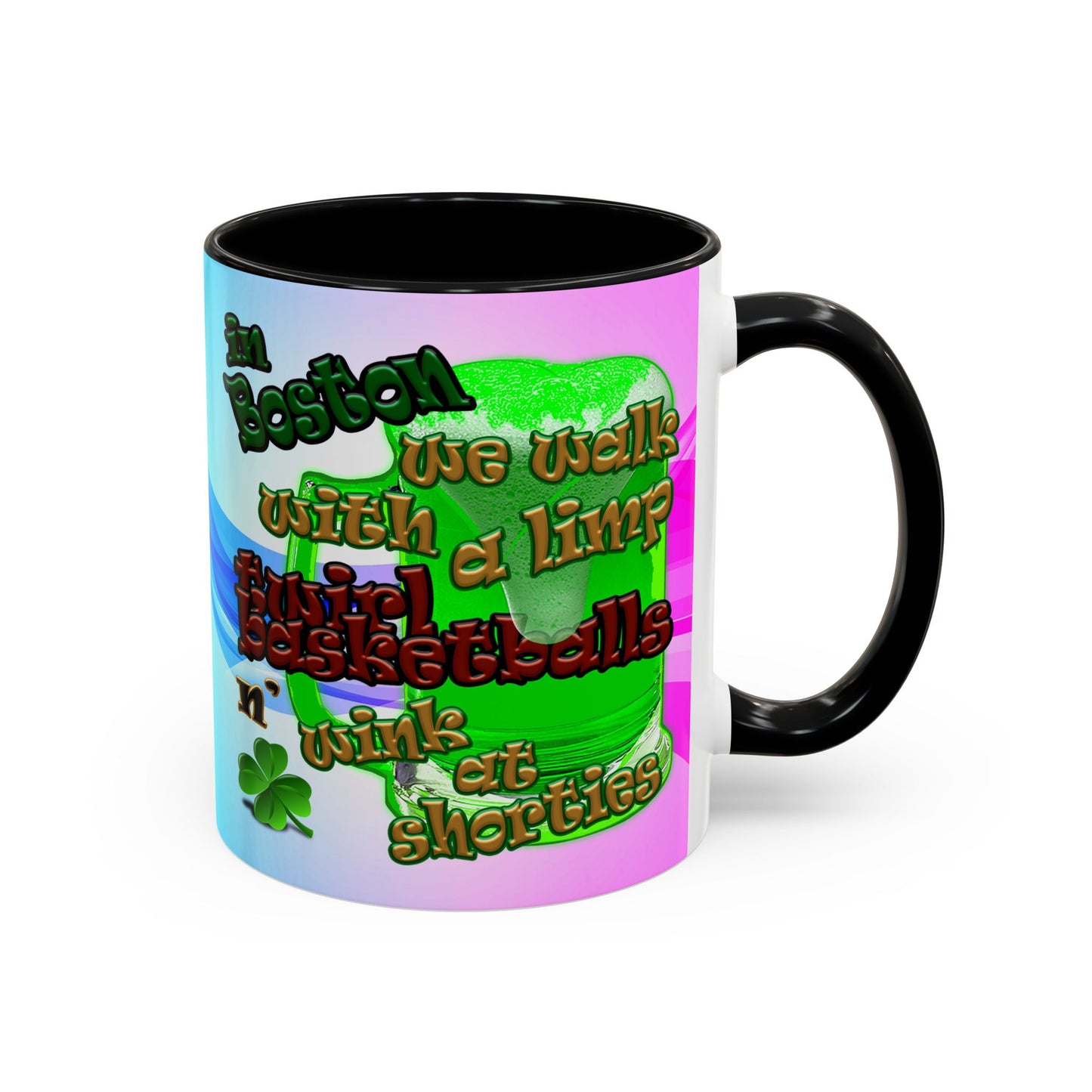 celtics logo - Accent Mug (light blue-pink wave)