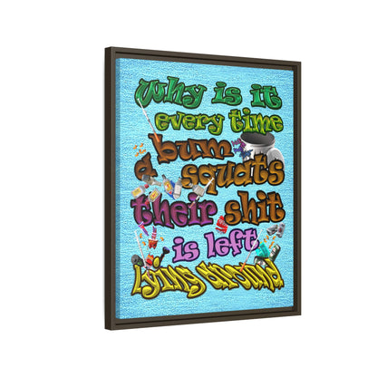 the bum's shit - framed canvas art (faded blue)