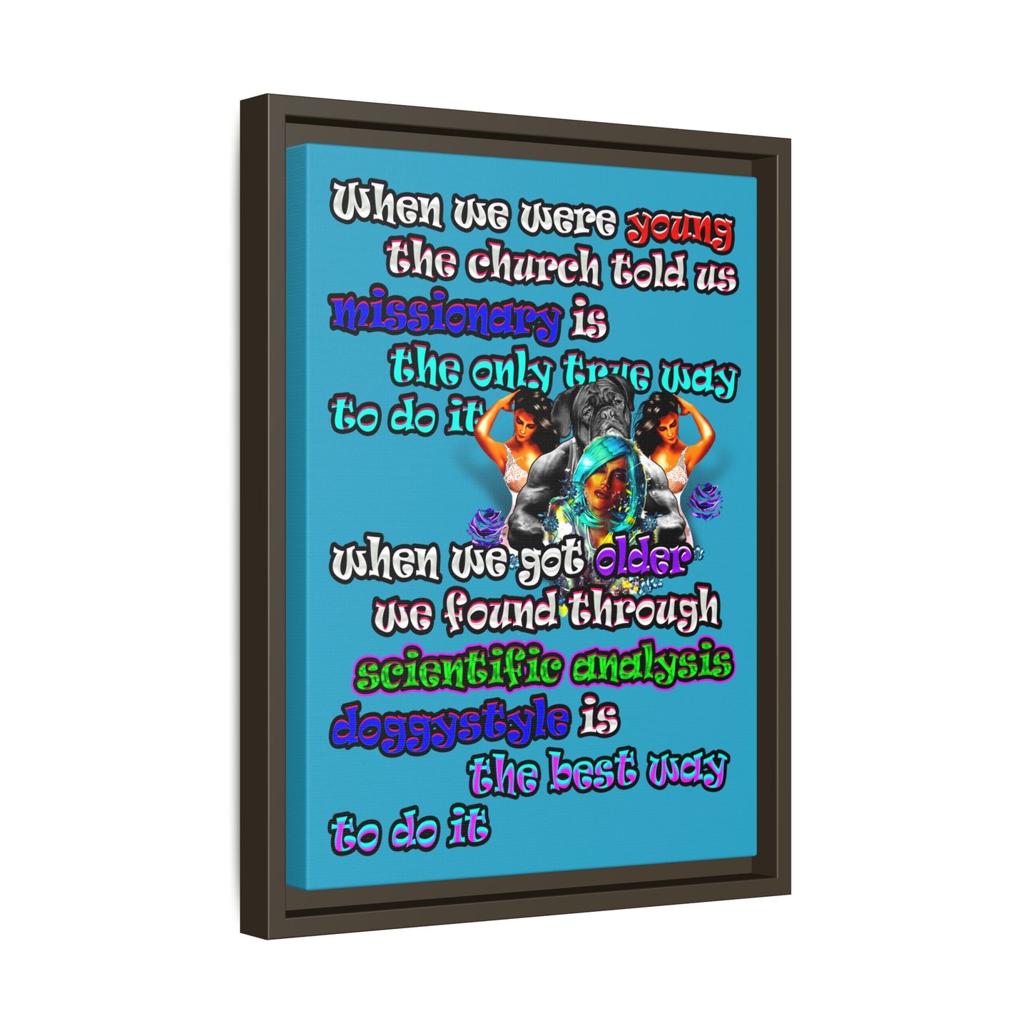 doggystyle - framed canvas art (turquoise)