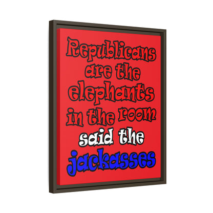 donkeys and elephants - framed canvas art (red)