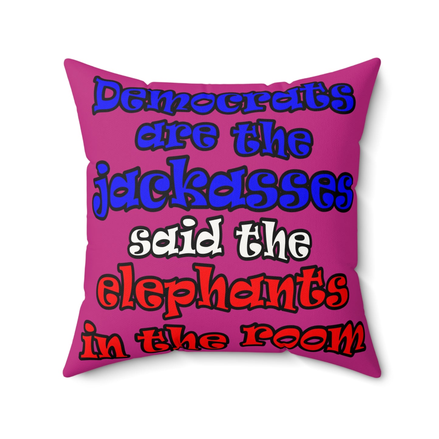 donkeys and elephants - Faux Suede Square Pillow - (pink)