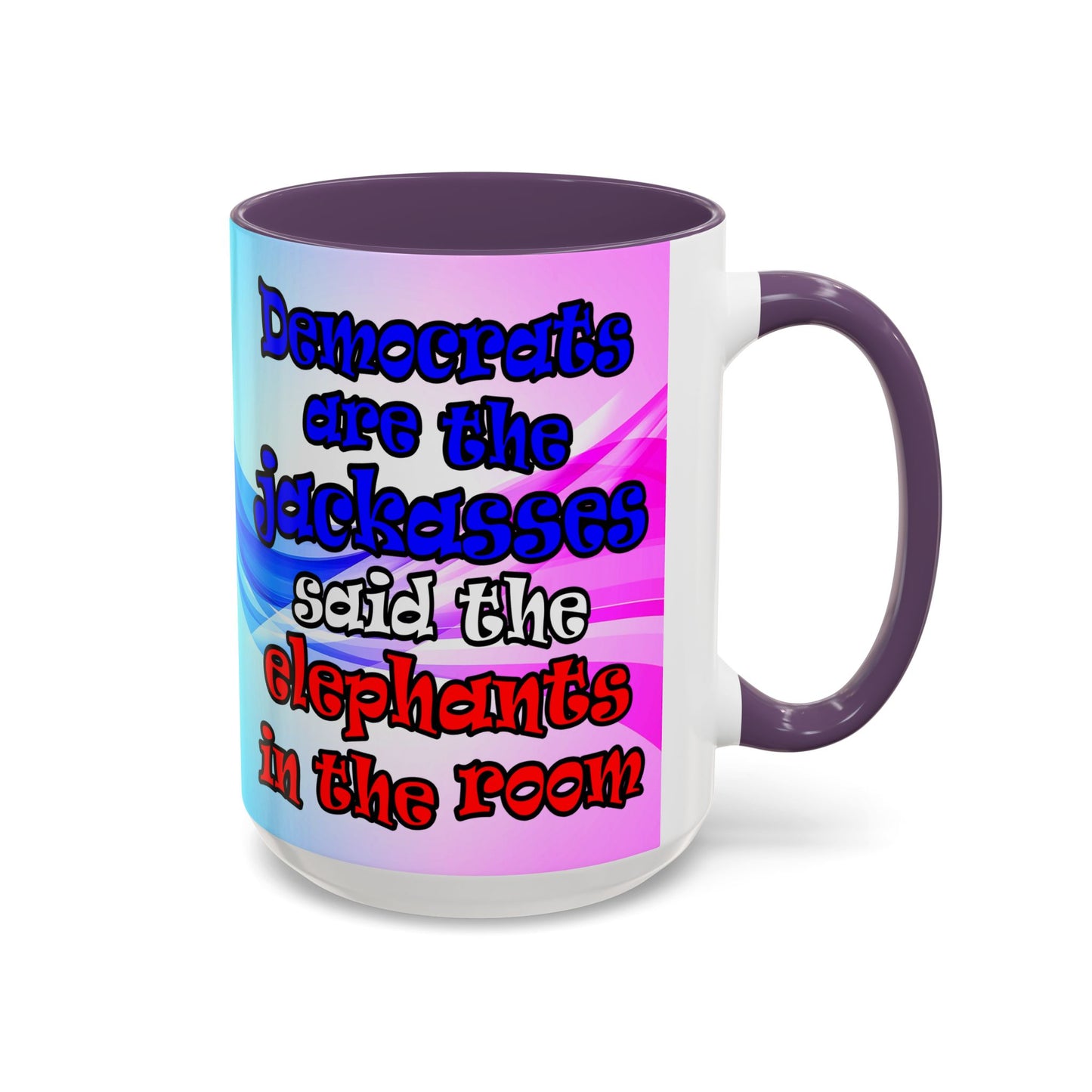 donkeys and elephants - Accent Mug (light blue-pink wave)