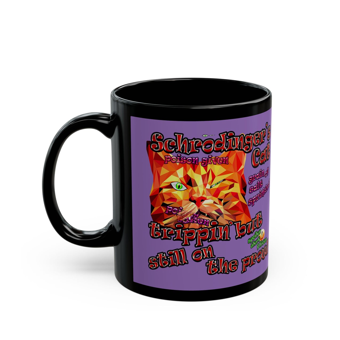schrodinger's cat - Black Mug (light purple)