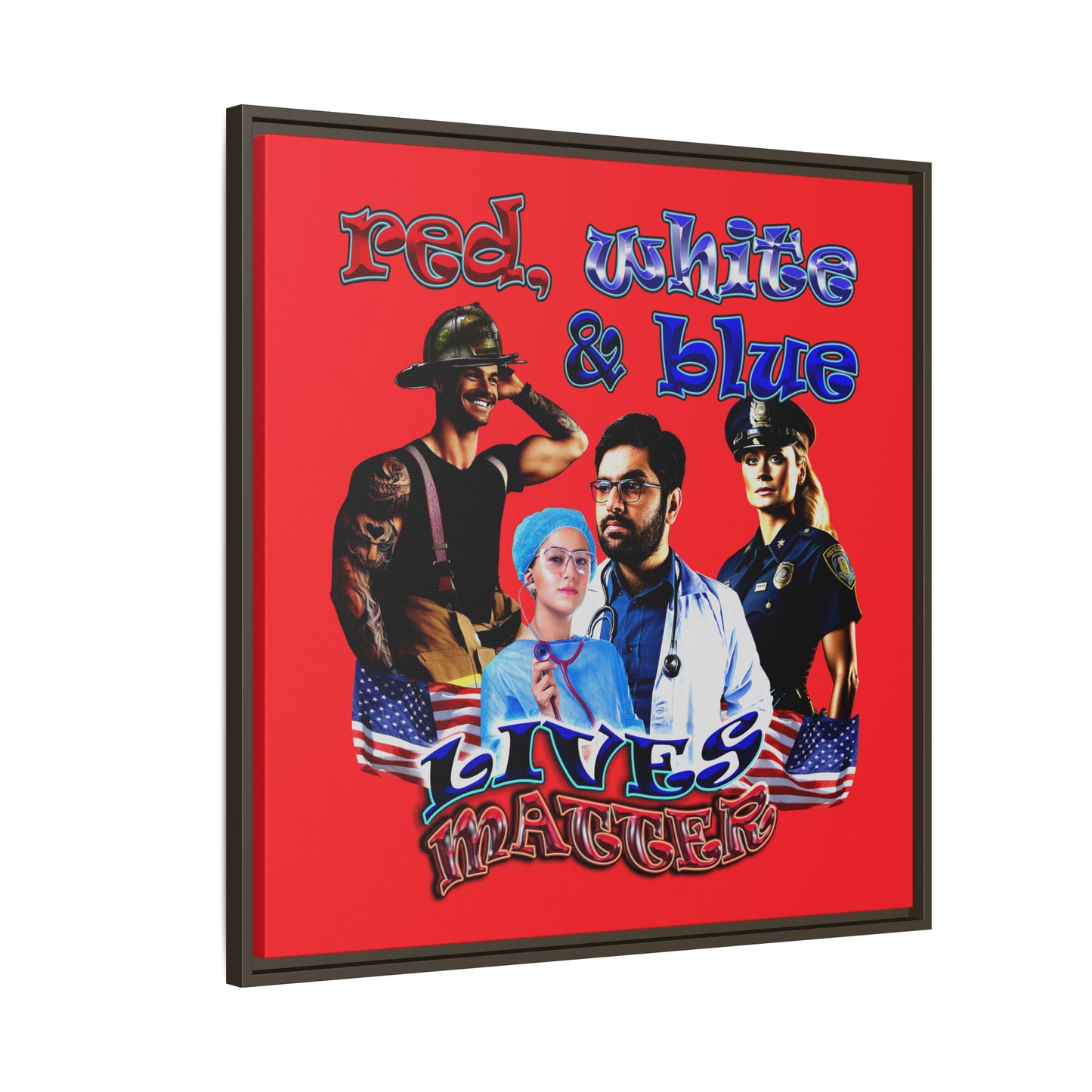 rw&b lives matter - framed canvas art (red)