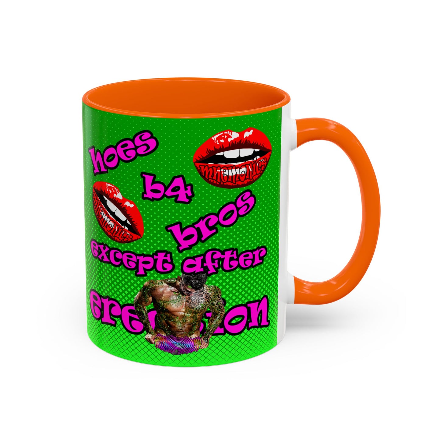 hoes b4 bros - Accent Mug (logo green)