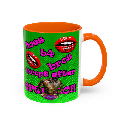 hoes b4 bros - Accent Mug (logo green)