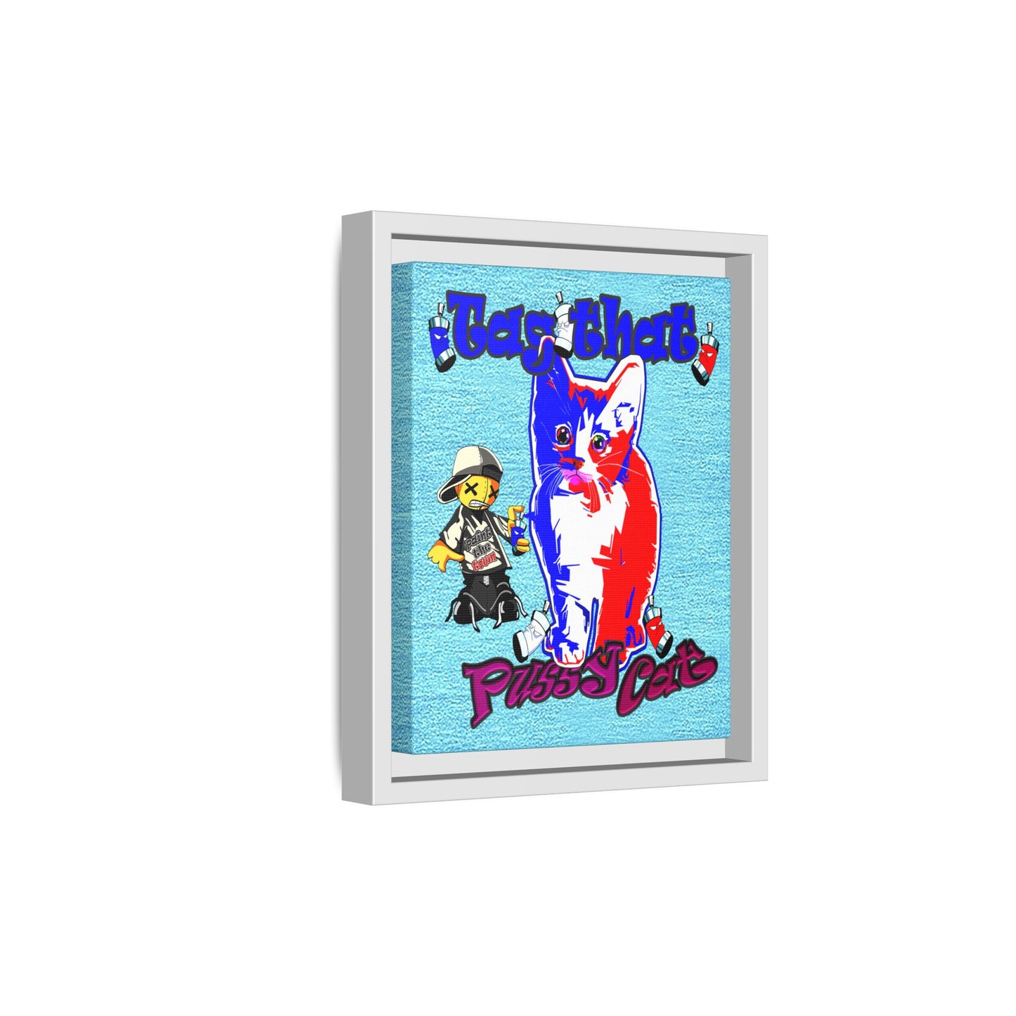 tag that - framed canvas art (faded blue)