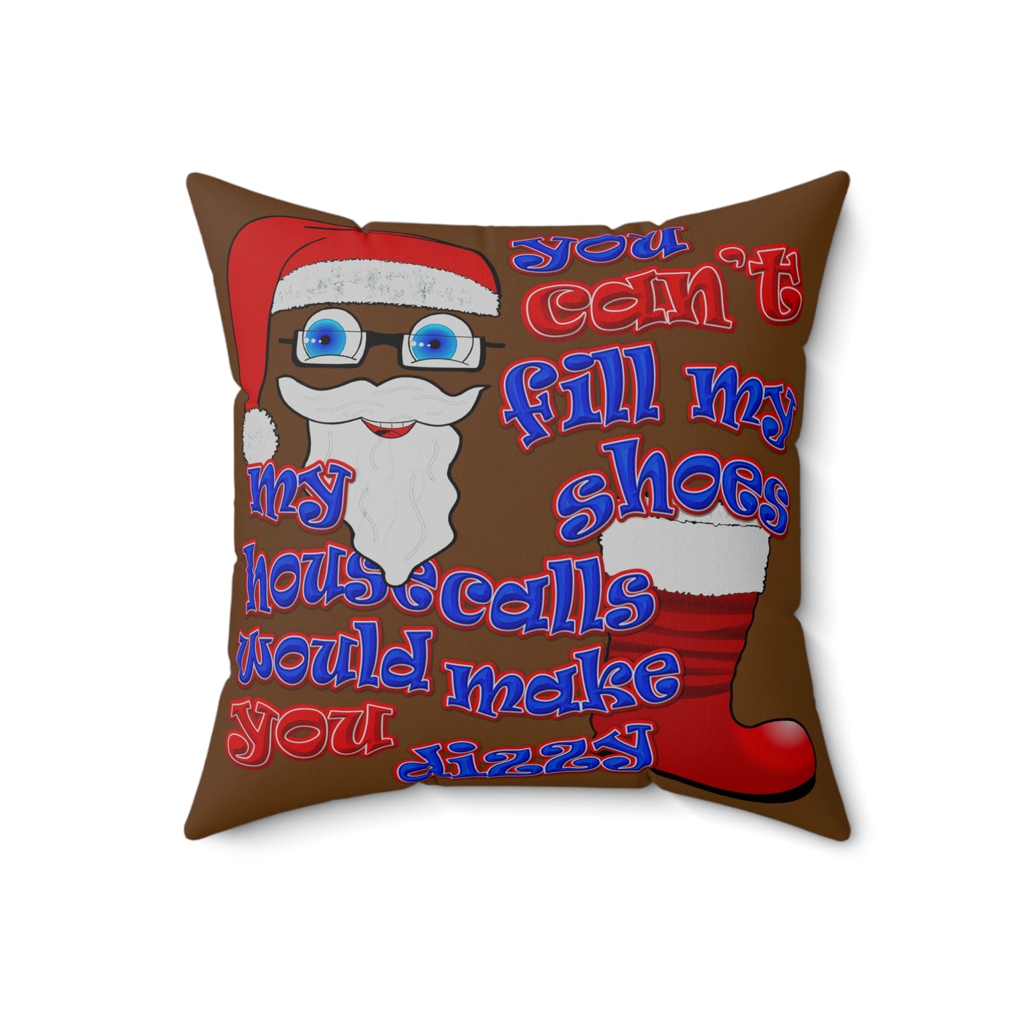santa's shoes - Spun Polyester Square Pillow - (brown)