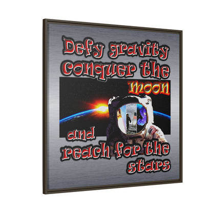 defy conquer reach - framed canvas art (brushed nickel)
