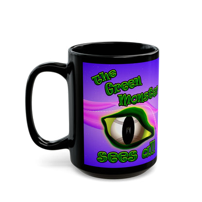 green monster - Black Mug (purple-pink wave)