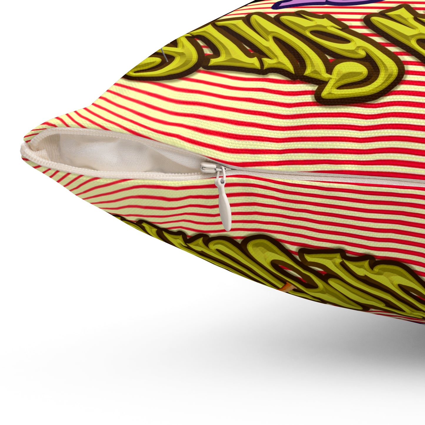 the bum's shit - Spun Polyester Square Pillow - (yellow-orange wave)