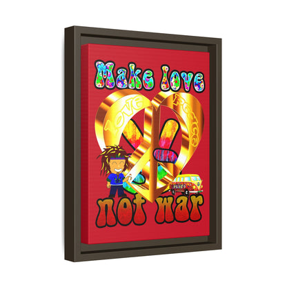 love peace - framed canvas art (dark red)