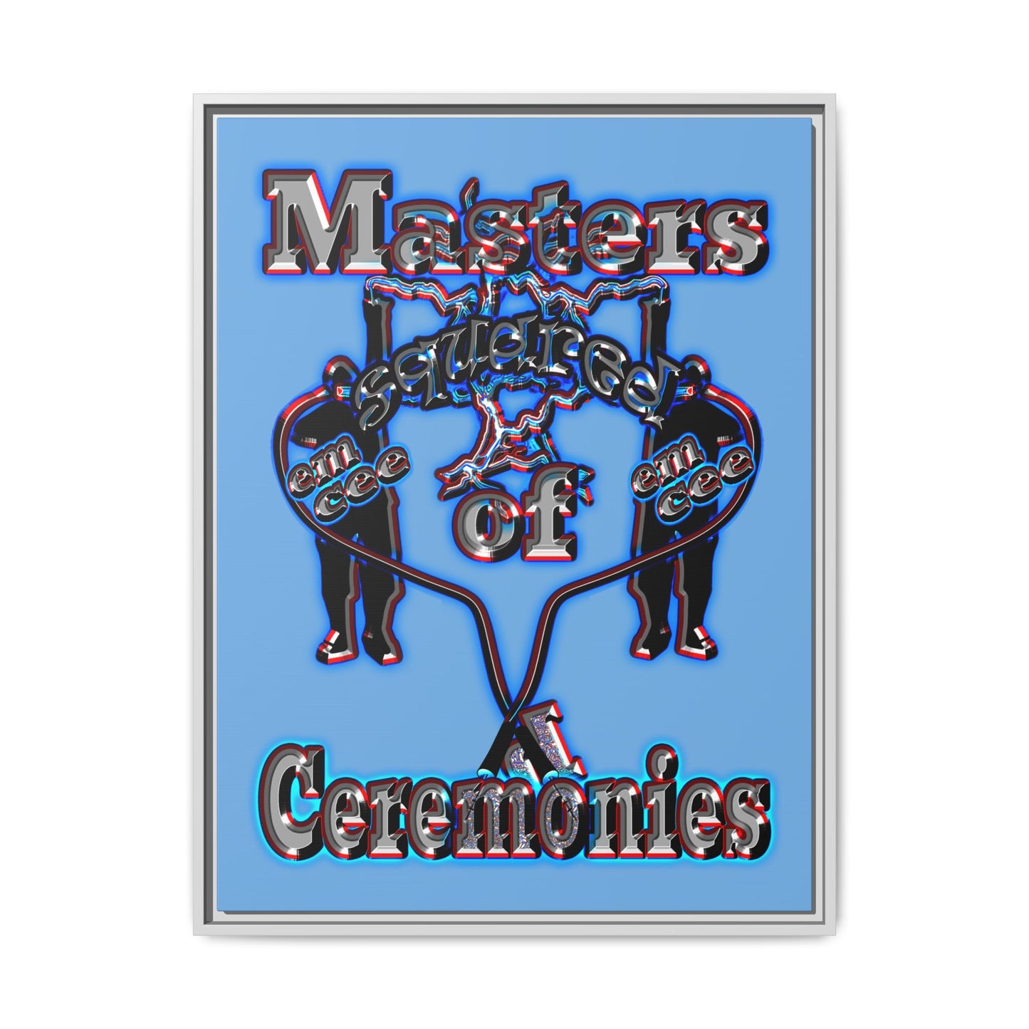 em cee squared - framed canvas art (light blue)