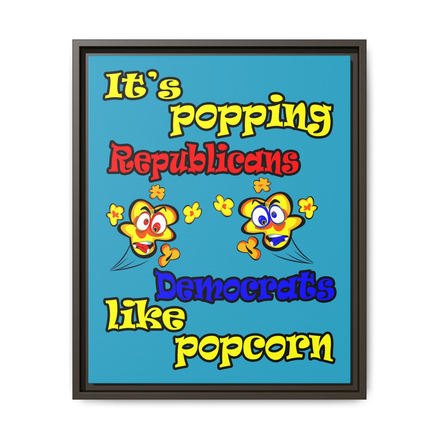 popping like popcorn - framed canvas art (turquoise)