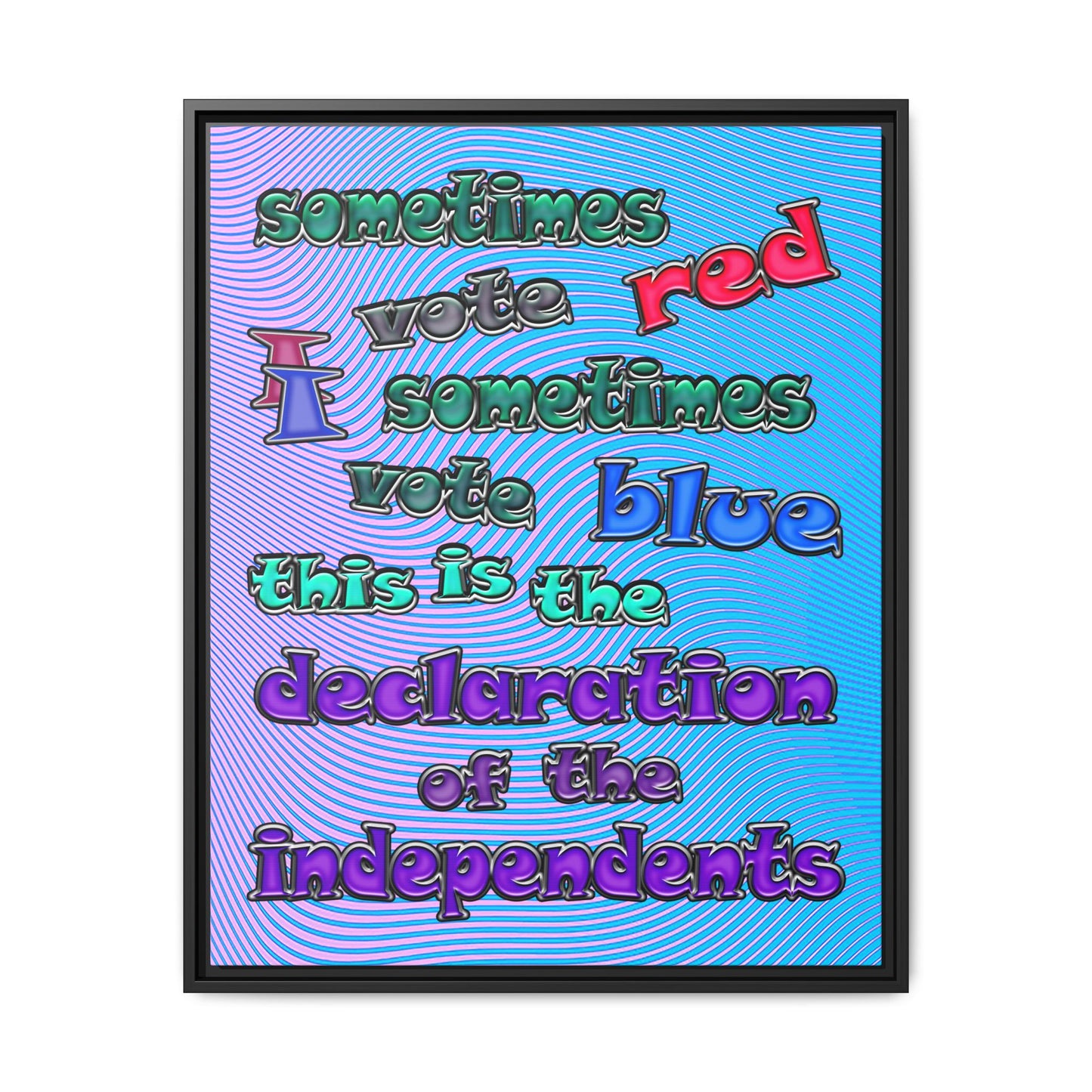 declaration of the independents - framed canvas art (light blue-purple wave)