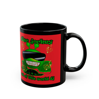 disc jockey - Black Mug (red)