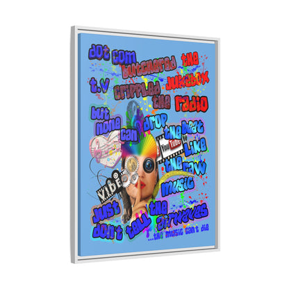 drop the beat - framed canvas art (light blue)