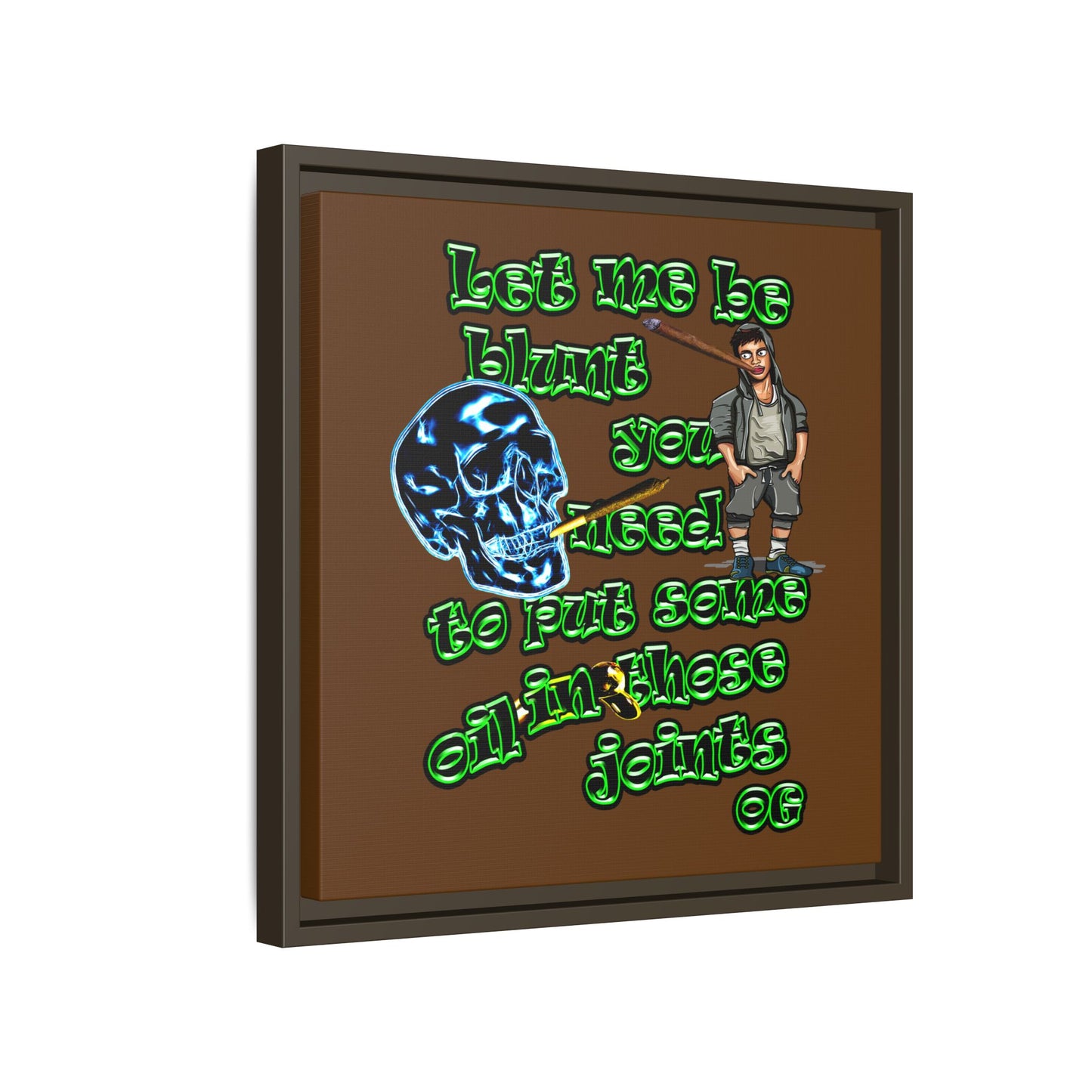 og - framed canvas art (brown)