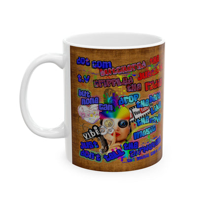 drop the beat - White Mug (brown papyrus)