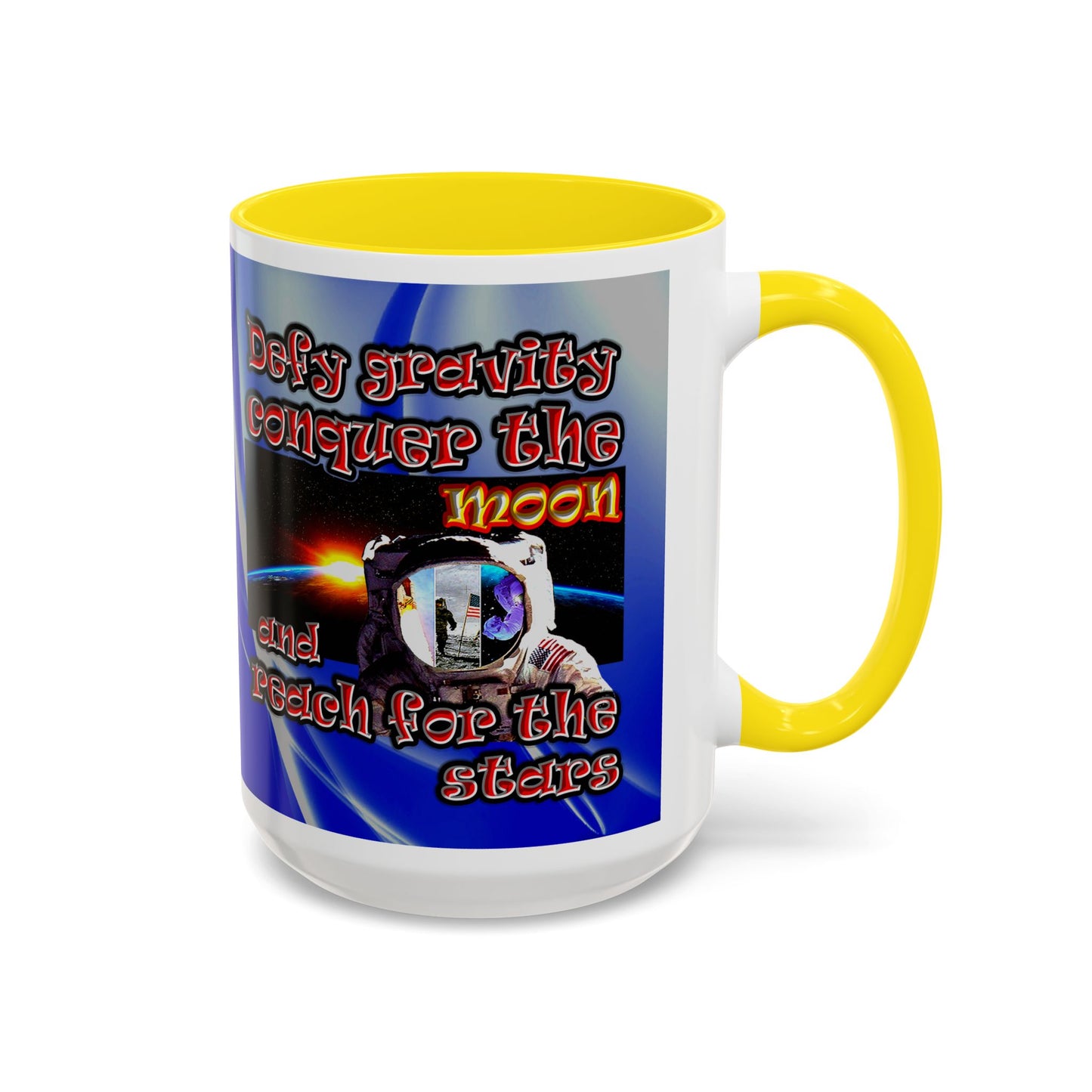 defy conquer reach - Accent Mug (blue-white wave)