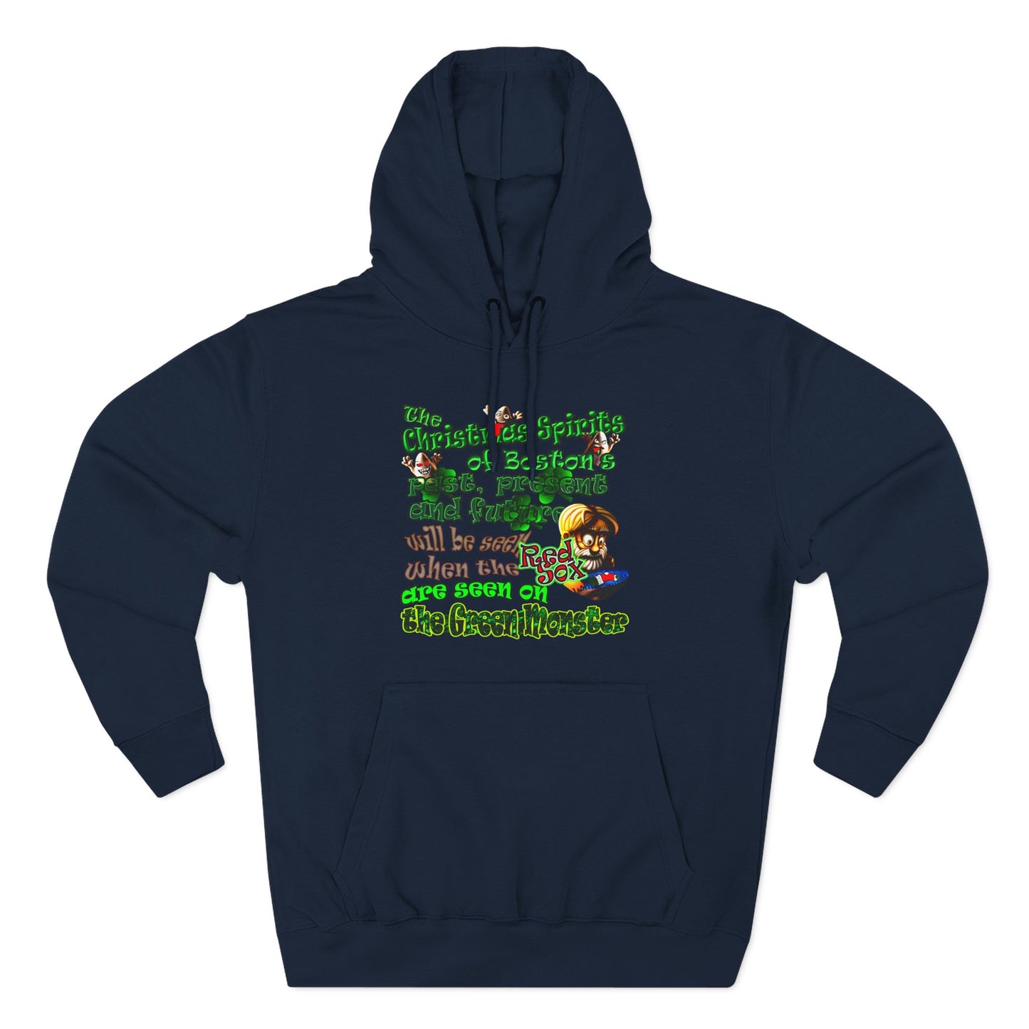 christmas spirits of boston - Three-Panel Fleece Hoodie