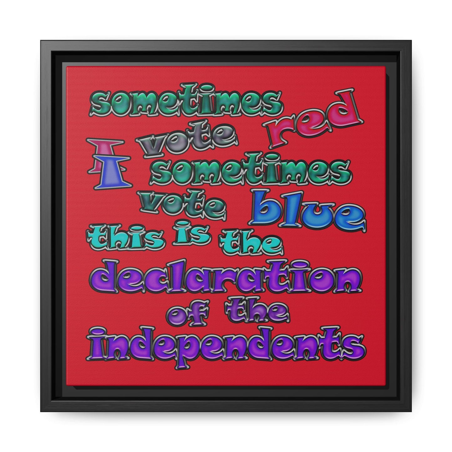 declaration of the independents - framed canvas art (dark red)