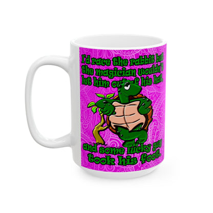 turtle race - White Mug (pink swirl)