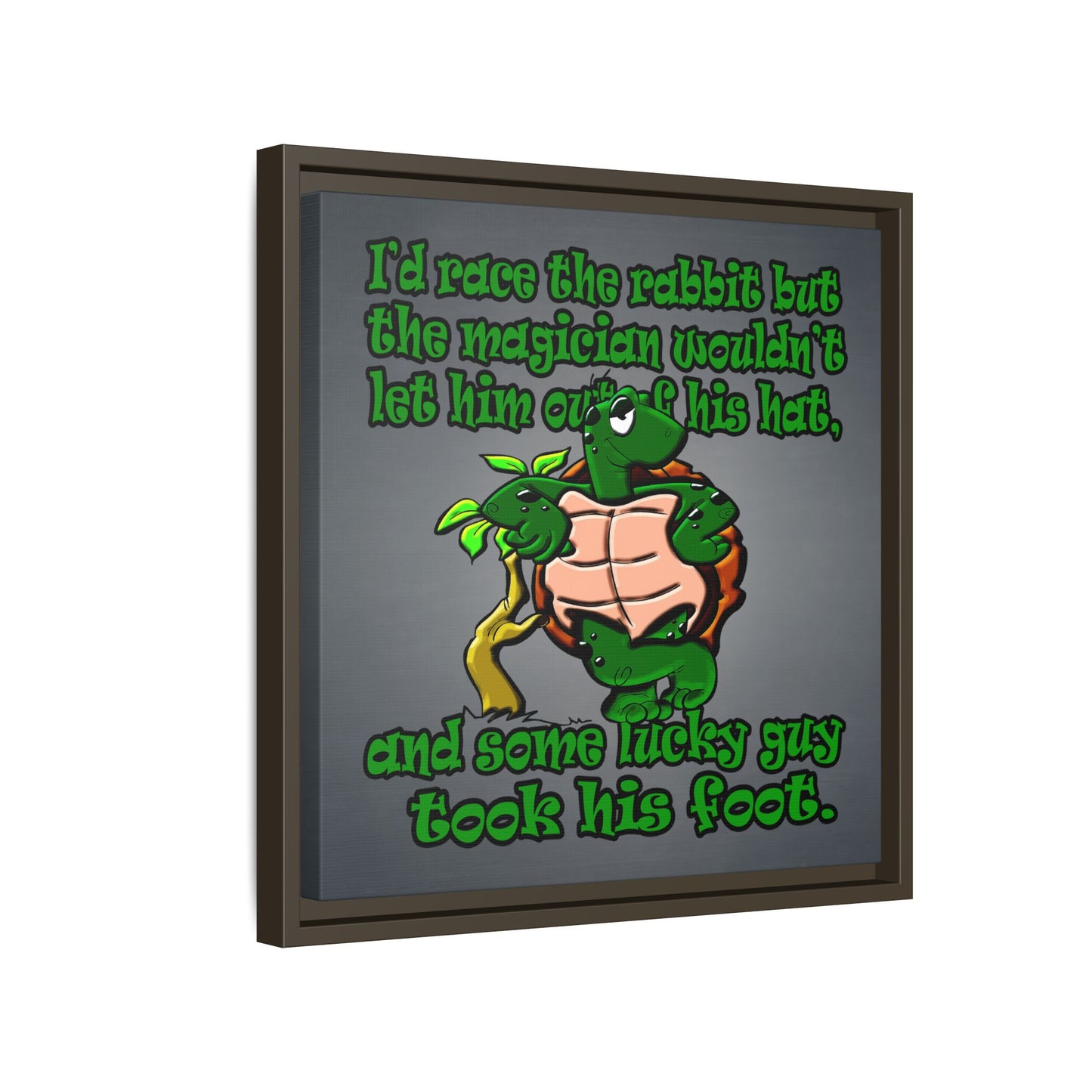 turtle race - framed canvas art (grey-light grey)
