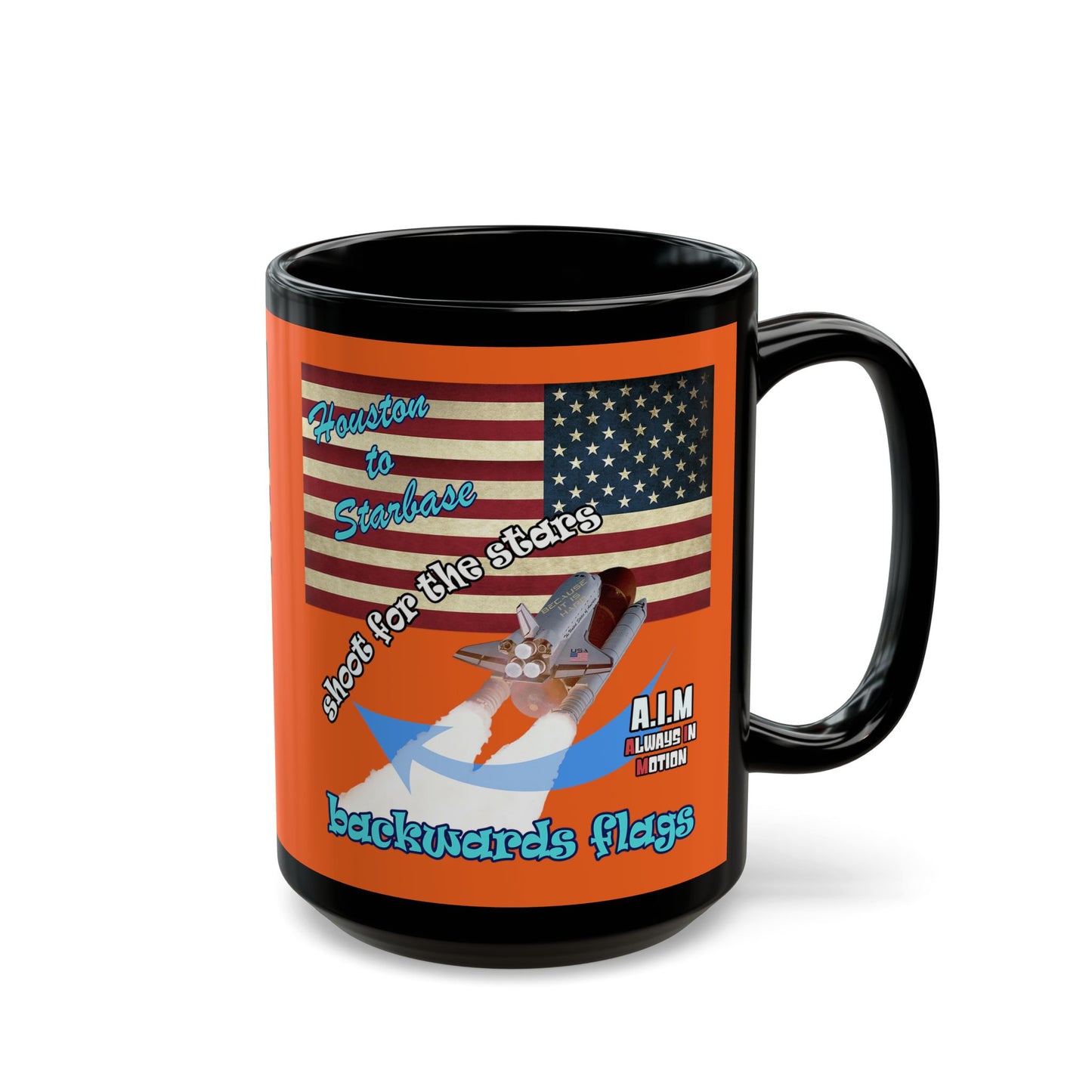 shoot for the stars - Black Mug (orange)
