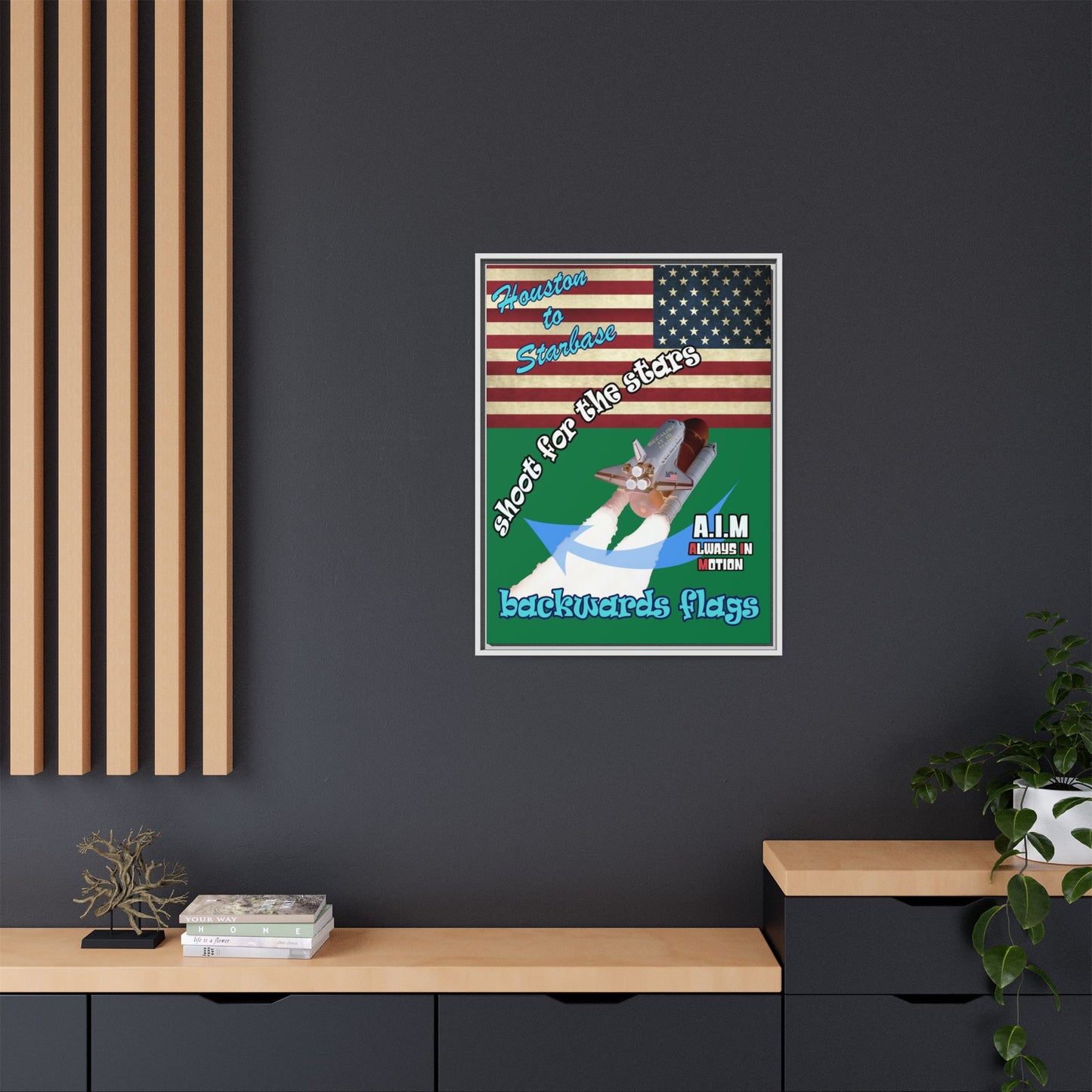 shoot for the stars - framed canvas art (dark green)