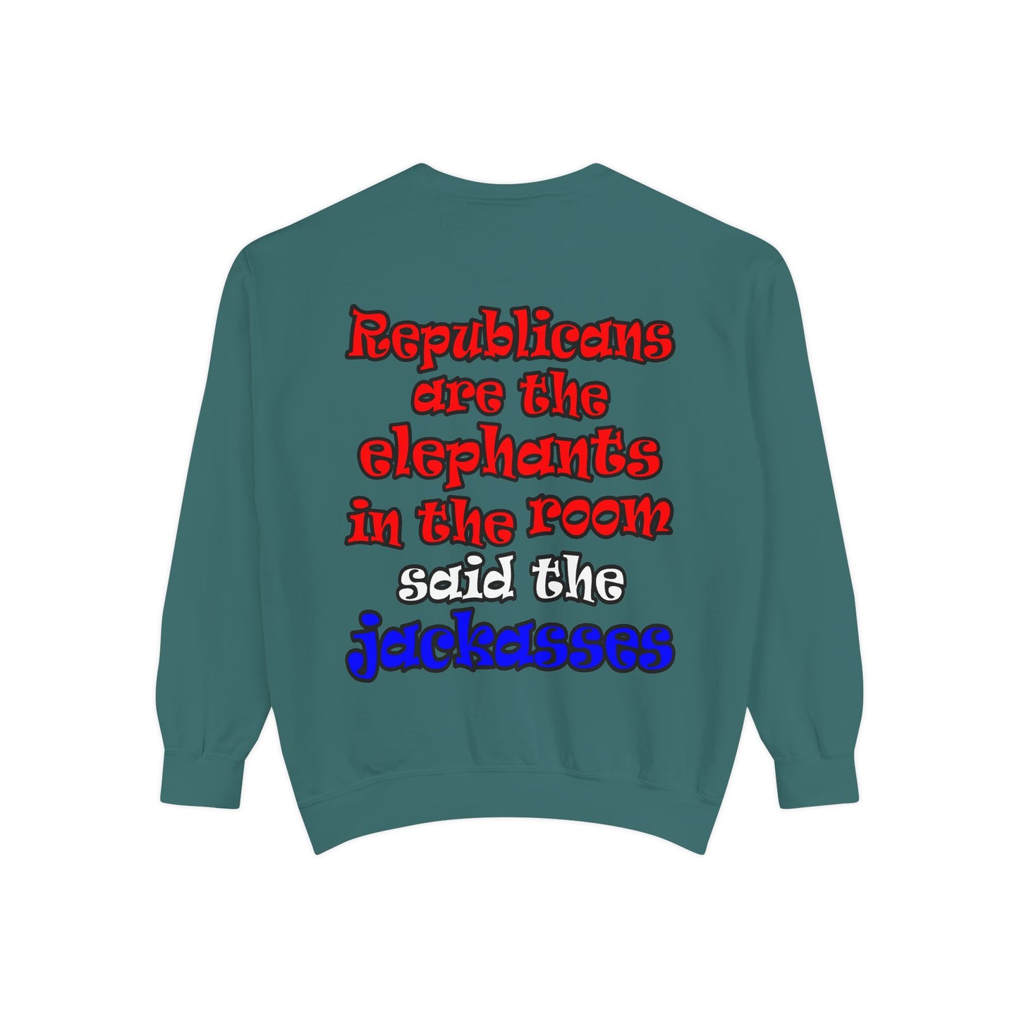 donkeys and elephants - Unisex Garment-Dyed Sweatshirt