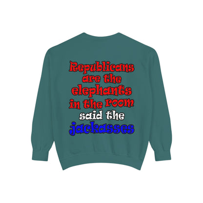 donkeys and elephants - Unisex Garment-Dyed Sweatshirt