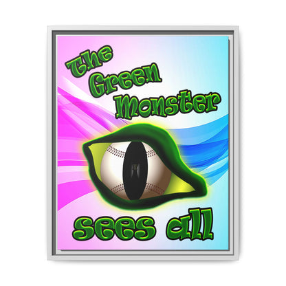 green monster - framed canvas art (light blue-pink wave)